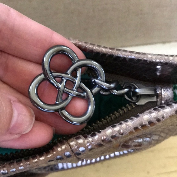 Stella & Dot La Coco Leather Clutch bag Mettalic - Picture 4 of 4